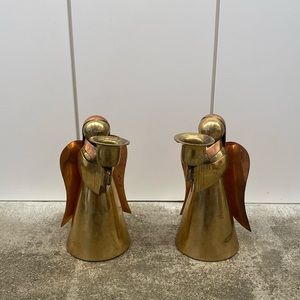 Vintage Brass/Copper Angel Candleholders